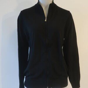 Mens Patrick Assaraf Black Knit Mock Neck Full Zip Cardigan Sweater M